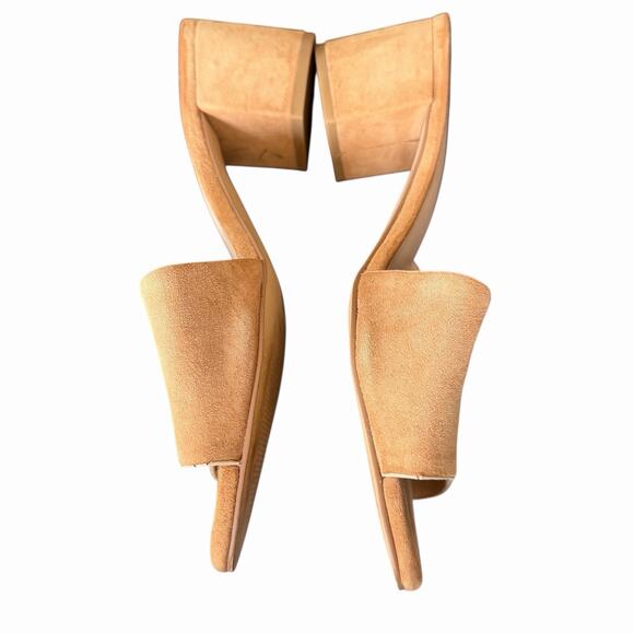 Aldo US 10 Sandals Open Toe Slip On Chunky Low Block Heel Nude Leather - Picture 5 of 10